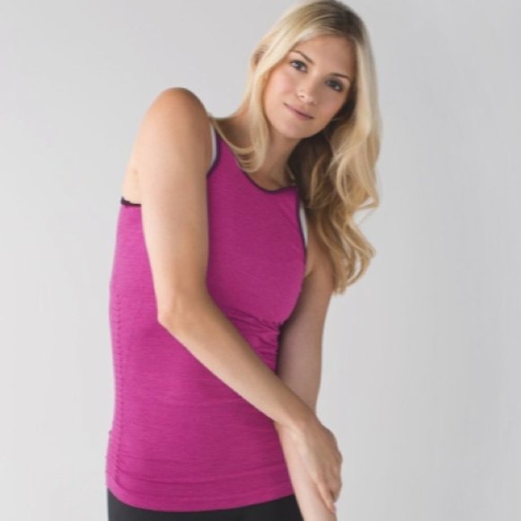 LULULEMON IN THE FLOW SCOOP BACK TANK IN HEATHERED REGAL PLUM ~ SIZE 6 - Picture 3 of 11